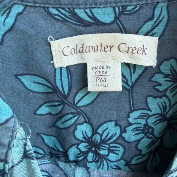 Coldwater Creek Long Sleeve Button Up Collared Floral Shirt Blouse Size M Petite - Picture 3 of 8